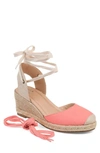 Journee Collection Monte Espadrille Ankle Strap Wedge Sandal In Coral
