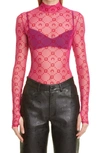 Marine Serre Moonogram Flocked Mesh Top In 07