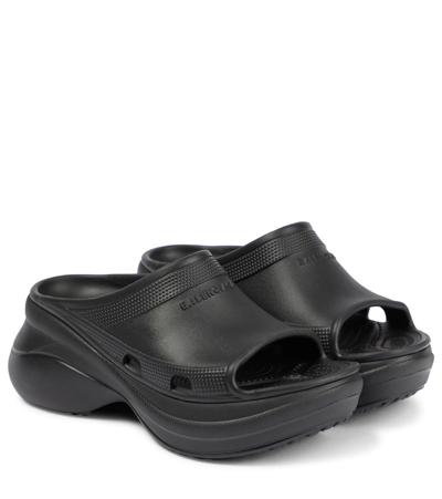 Balenciaga 85mm Rubber Pool Slide Sandals In Black