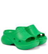 Balenciaga X Crocs Logo-embossed Platform Slides In Grass Green