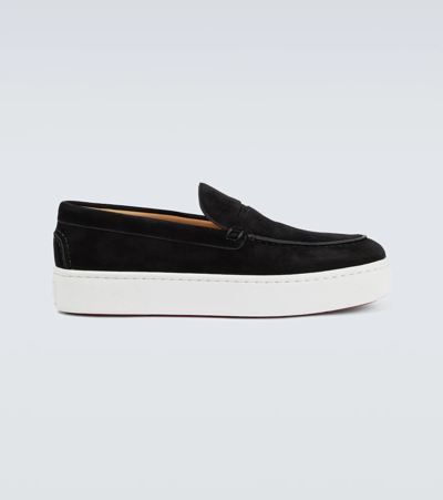 Christian Louboutin Paqueboat Leather Trainers In Black