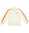 Palm Angels Kids' Logo-print Side-stripe Woven Track Jacket 6-12 Years In White Navy Blue