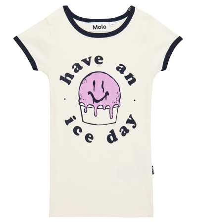 Molo Kids' Road Printed Cotton T-shirt In Ice Day