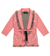 Alanui Kids' Icon Jacquard Cashmere And Linen Cardigan In Pink