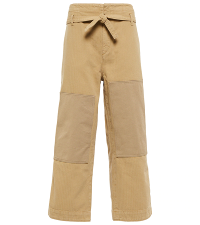 Etro High-rise Wide-leg Cotton Cargo Pants In Beige