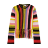 Chloé Fringed Bottom Crochet Sweater With Multicolor Motif In Multicoloured
