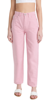 Boyish The Harvey Cropped Raw Hem Jean Jacket In Tickled Pink