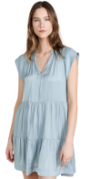Zadig & Voltaire Rito Satin Self-tie High Neck Tiered Mini Dress In Nuage