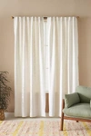 Anthropologie Luxe Linen Blend Curtain By  In White Size 50x84