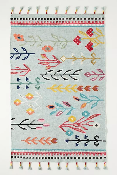Anthropologie Handwoven Tinsley Indoor/outdoor Rug By  In Blue Size 8 X 10 In Blue