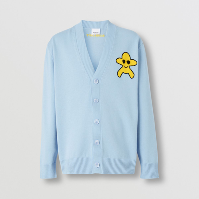 Burberry Monster Graphic 嵌花开衫 In Pale Blue