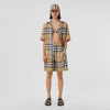 Burberry Check Silk Shorts In Archive Beige