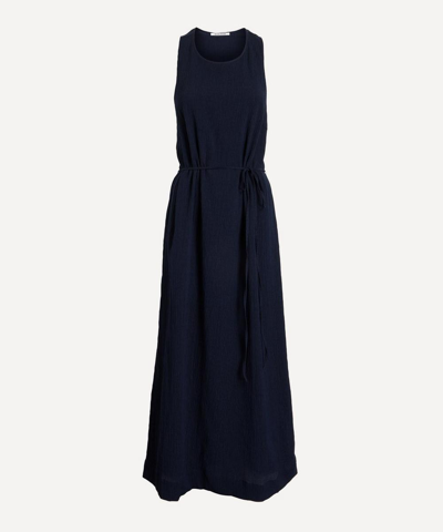 Wood Wood Molina Crinkled Dress In Navy