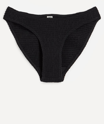 Totême Smocked Mini Bikini Bottoms In Black