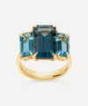 Dinny Hall Gold Plated Vermeil Silver Trinny Trilogy Blue Topaz Ring In Gold