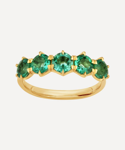 Dinny Hall 18ct Gold Elyhara Emerald Five Stone Ring