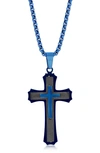BLACKJACK TWO-TONE STAINLESS STEEL CROSS PENDANT NECKLACE