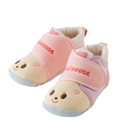 Miki House Embroidered Velcro Shoes In Pink