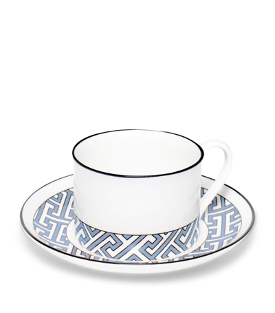 O.w.london Maze Teacup And Saucer In Blue