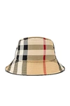Burberry Check Bucket Hat In Archive Beige