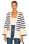 Totême Wool Blend Striped Cardigan In Off White Stripe