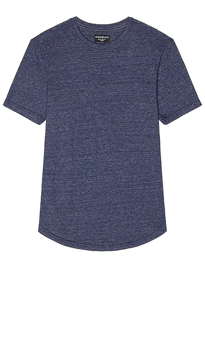 Goodlife Overdyed Triblend Scallop Crewneck T-shirt In Blue Bell