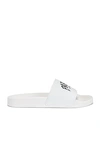 Balenciaga Cities Bicolor Pool Slide Sandals In White & Black