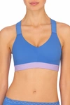 Natori Dynamic Racerback Low Impact Sports Bralette In Pool Blue/grape Ice