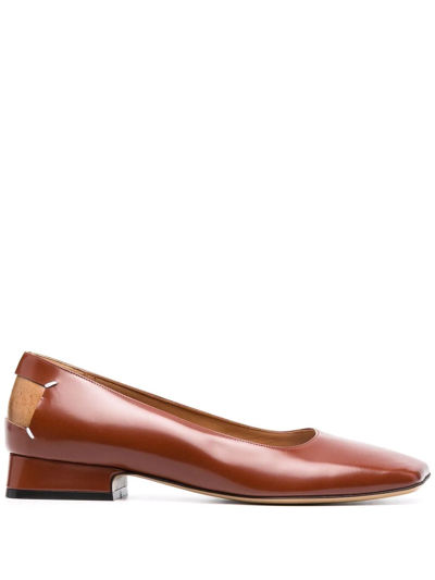 Maison Margiela Square-toe Ballerina Shoes In Brown