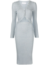 Jonathan Simkhai Button-up Ribbed Knit Dress In Baltic,ivory