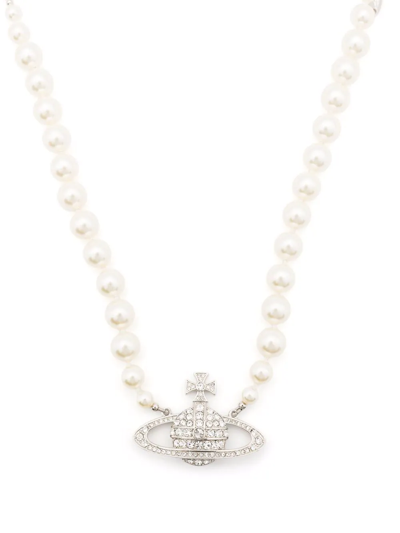 Vivienne Westwood One Row Pearl Choker In Silver