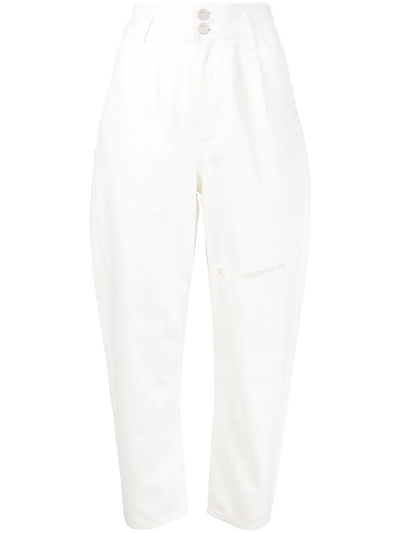 Tout A Coup Pleat-detail High Waist Jeans In Weiss