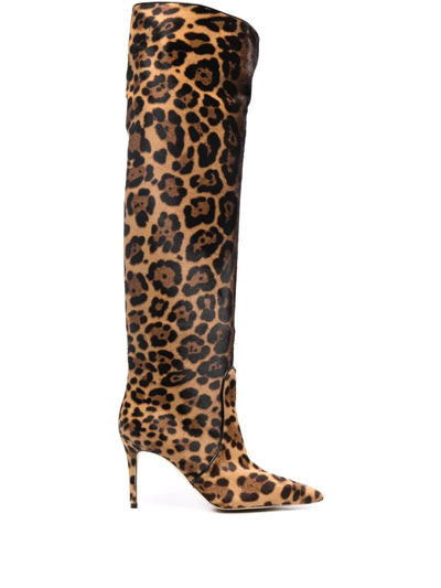 Scarosso X Brian Atwood Carra Leopard-print Boots In Brown