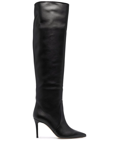 Scarosso X Brian Atwood Carra Leather Boots In Black Calf