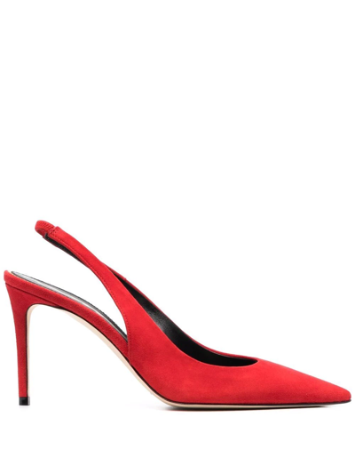 Scarosso X Brian Atwood Sutton Slingback Pumps In Red - Suede