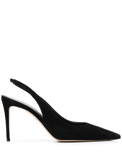 Scarosso X Brian Atwood Sutton Slingback Pumps In Black - Suede