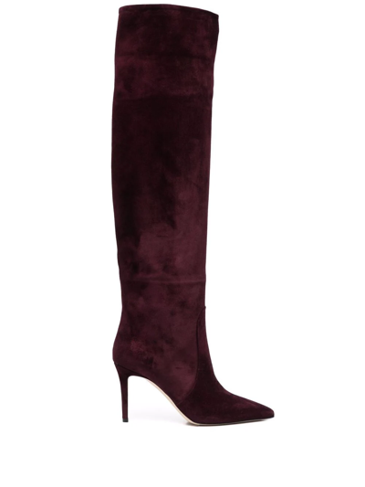 Scarosso X Brian Atwood Carra Suede Boots In Burgundy - Suede