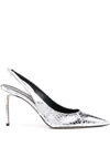 Scarosso X Brian Atwood Sutton Slingback Pumps In Silver