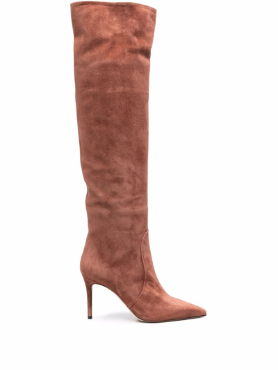 Scarosso X Brian Atwood Carra Suede Boots In Pink