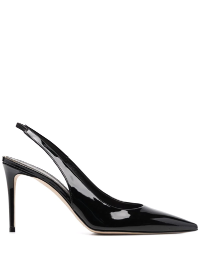 Scarosso X Brian Atwood Sutton Slingback Pumps In Black Patent