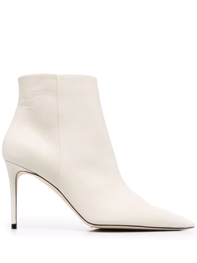 Scarosso X Brian Atwood Anya Leather Ankle Boots In Beige Calf