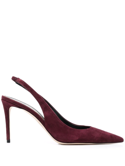 Scarosso X Brian Atwood Sutton Slingback Pumps In Burgundy Suede