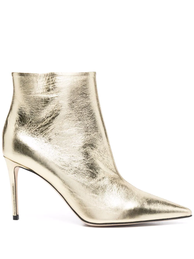 Scarosso X Brian Atwood Anya Metallic-effect Ankle Boots In Gold Calf