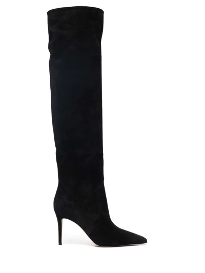 Scarosso X Brian Atwood Carra Suede Boots In Black Suede