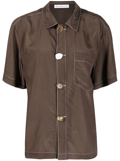 Rejina Pyo Marty Short-sleeve Shirt In Brown
