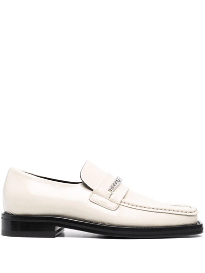 Martine Rose Square-toe Leather Loafers In Off White Patent