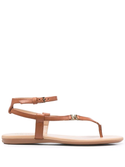 Hogan Valencia Thong Sandal In Tan Leather In Cuoio Scuro