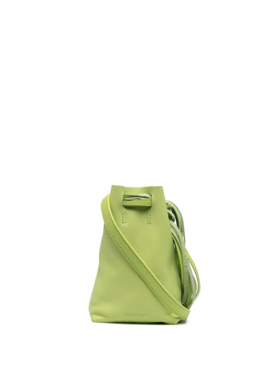 Reike Nen Mini Fringed Calf Leather Bucket Bag In Green