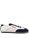 Marni Pebble Mixed Leather Retro Sneakers In Navy/beige