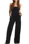 Juicy Couture Smocked Full-length Strapless Jumpsuit In Liquorice